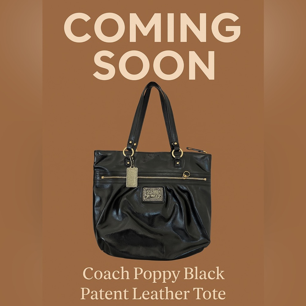 🖤 Coming Soon – Coach Poppy Black Patent Leather Tote 🖤